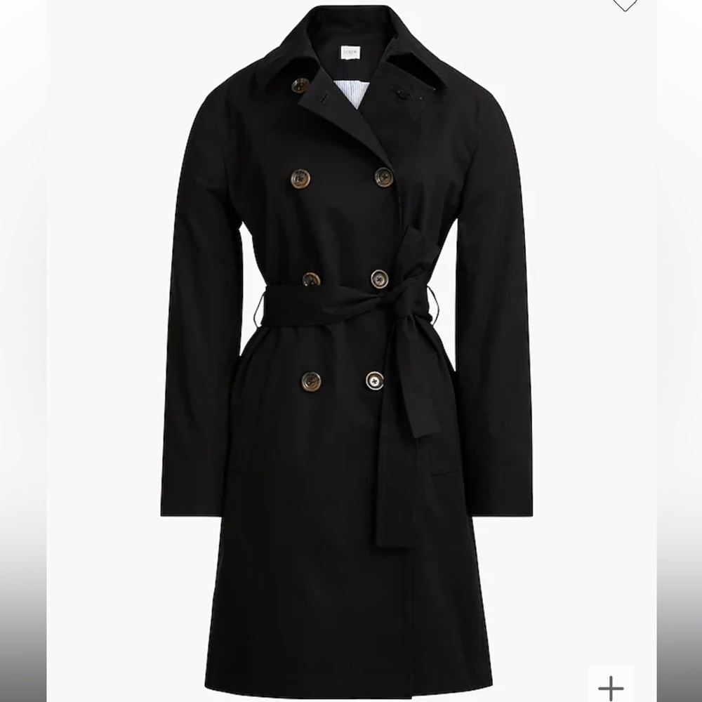 J. Crew Factory Black Trench Coat Size: 6 NWT - Picture 2 of 12